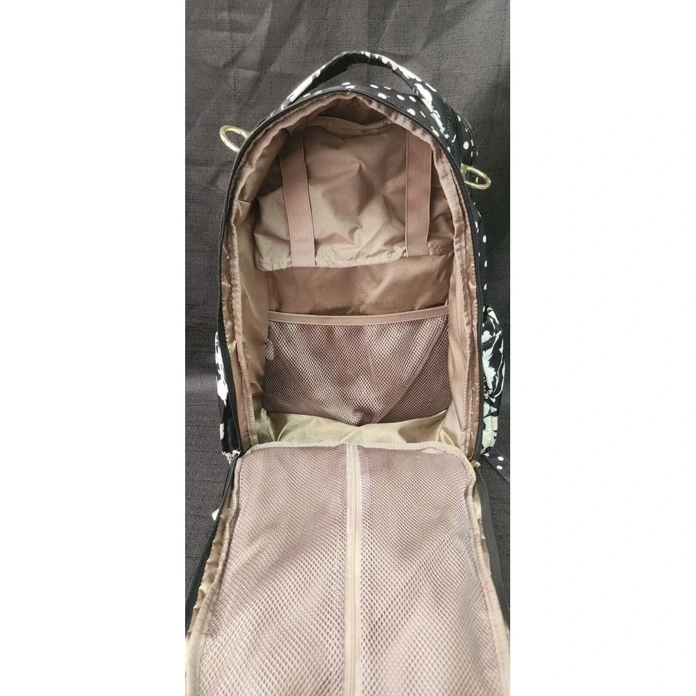 JuJuBe Be Right Back Diaper Backpack, The Heiress Polkadot Black‎ EUC